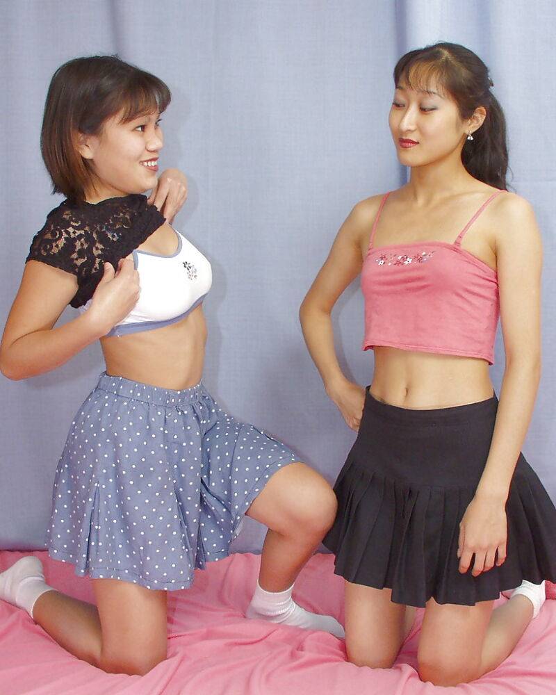 Lecherous asian lassies have some stripping and lesbian humping fun - #12