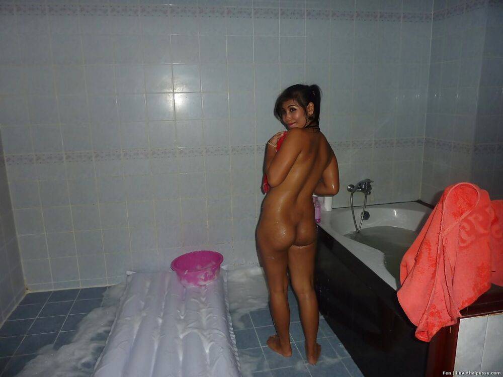 Busty Thai chick gets drunk and strips naked for boyfriend and bath - #7