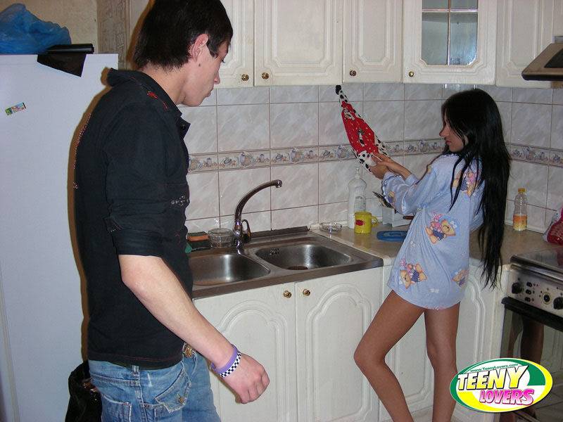 Horny teens partake in a hardcore fuck before having their breakfast - #5