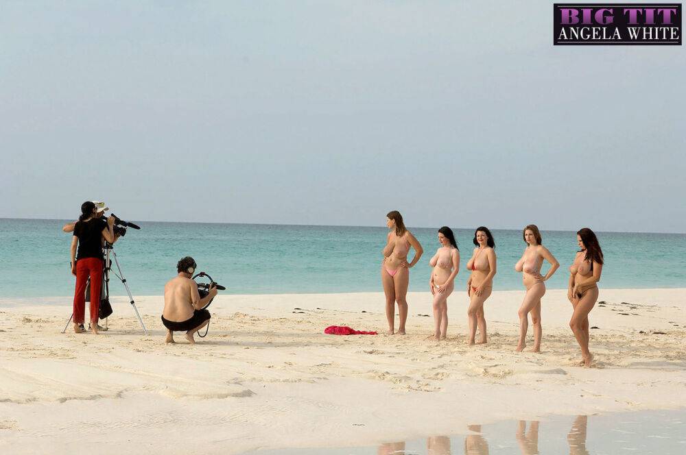 Sexy fatty Angela White strips bikini to show massive saggy tits at the beach - #8