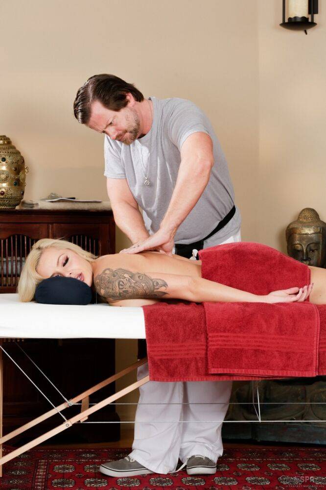 Hot blonde MILF Nina Elle having sex with her masseur after sensual massage - #7