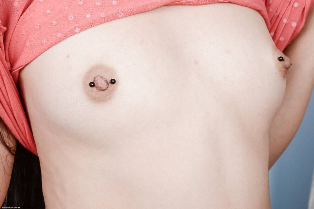 Asian cutie Rapunzel Lee shows her sexy pierced nipples in close-up - #16