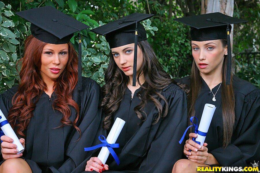 Three hot babes celebrating college graduation with lesbian sex - #16