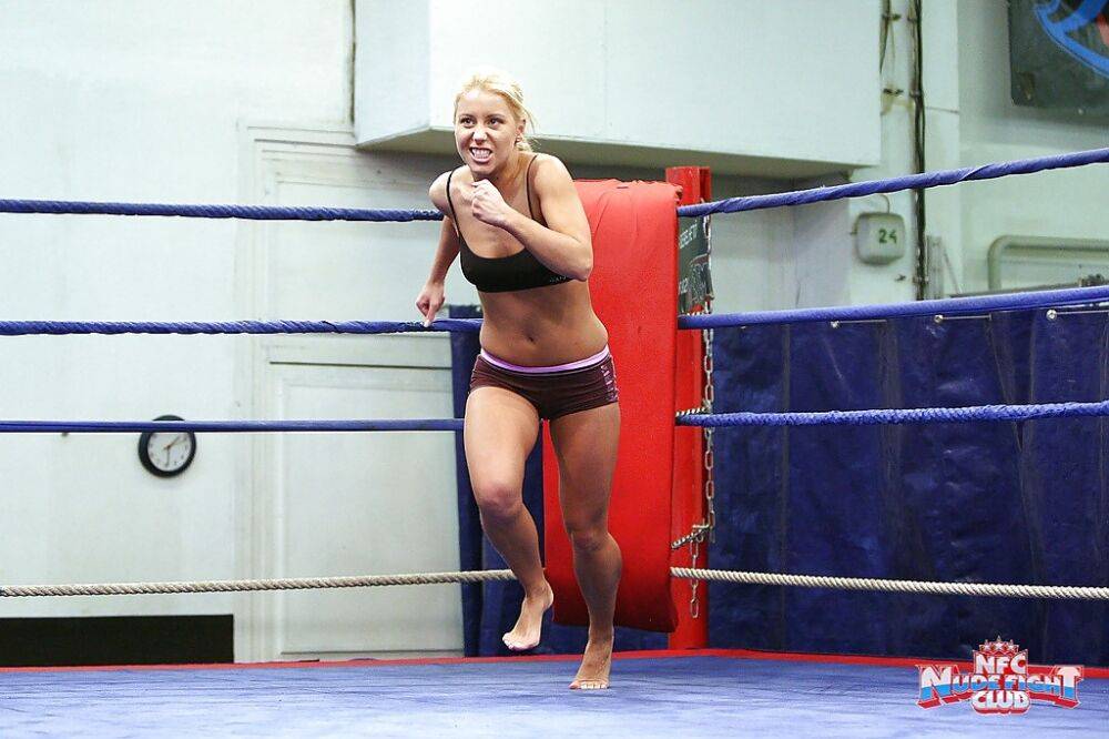 Lusty lesbians fighting and playing with their toys in the ring - #10