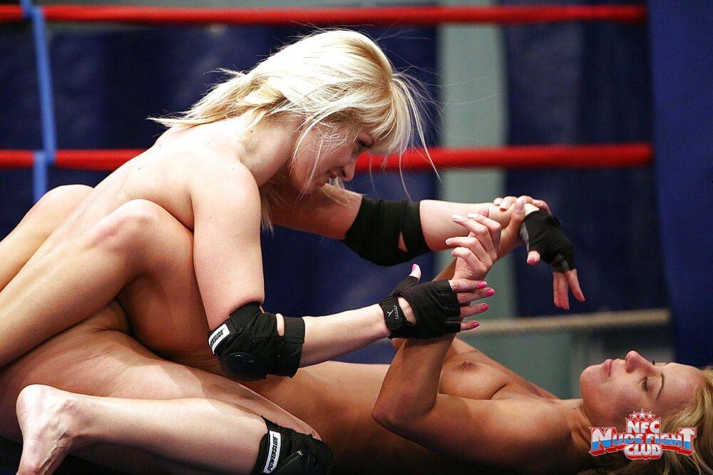 Lusty lesbians fighting and playing with their toys in the ring - #12