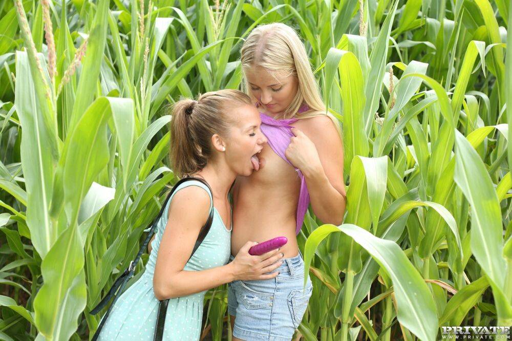 Teen girls with small breasts head into cornfield to conceal their lesbianism - #10