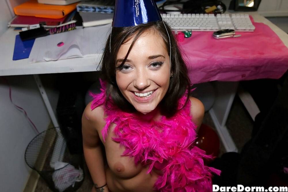 Gia Paige and party girls in blindfolds engage in dorm room groupsex - #16