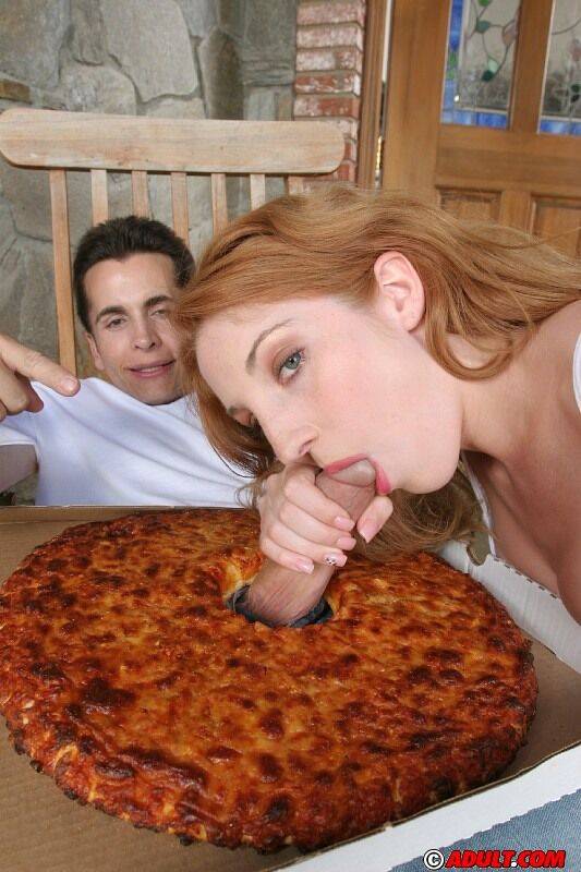 Busty redhead slut fucks a big pizza-guy's cock for cum in her mouth - #5