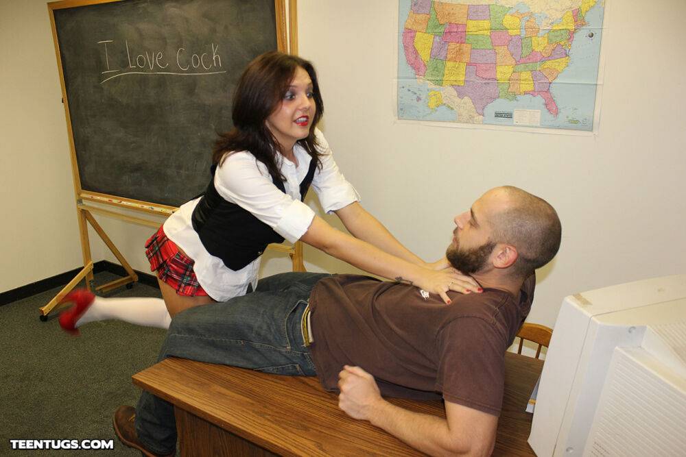 Naughty schoolgirl Cherry Poppins seduces a fellow student in slut wear - #5