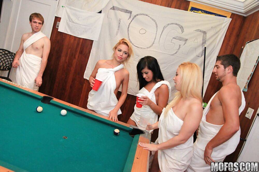 Lascivious chicks enjoy a toga party turning into hardcore groupsex - #16