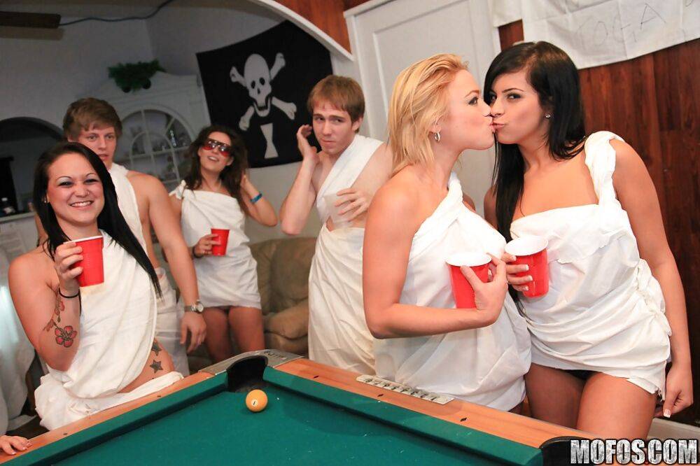 Lascivious chicks enjoy a toga party turning into hardcore groupsex - #12