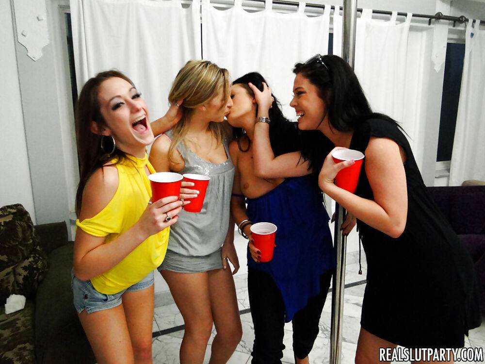 Drunks sweeties have a groupsex with a lucky lad at the house party - #7