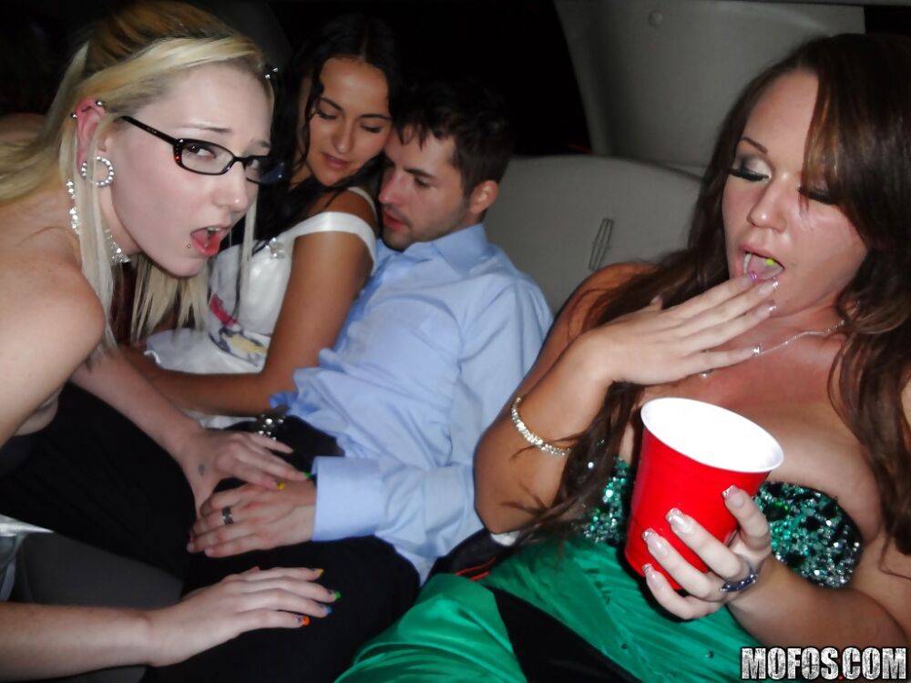 Slutty chicks showing off their blowjob skills on the back seat - #2