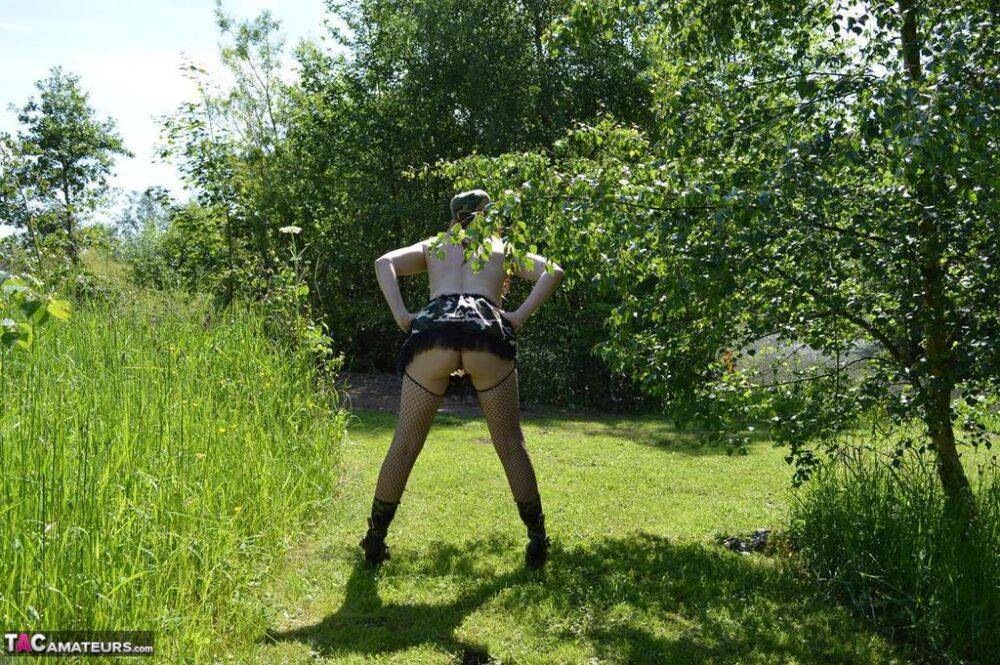 Busty amateur Barby Slut exposes her pussy during a walk in nature - #9