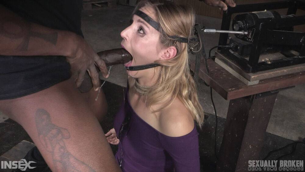 Restrained female Mona Wales is face fucked while impaled on a Sybian - #6