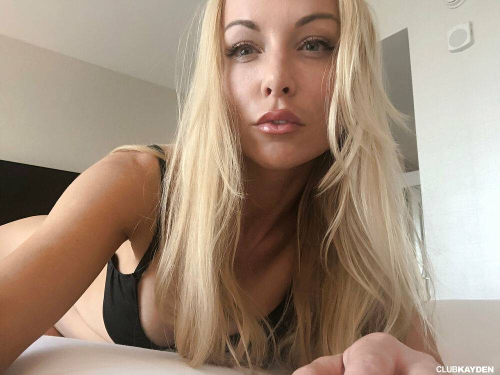 Sexy blonde Kayden Kross bares her big boobs during self shot action - #9