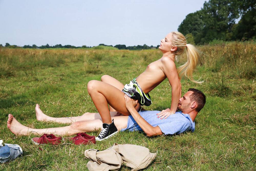 Spicy blonde Vanda L was drilled in her ass on the green grass - #3