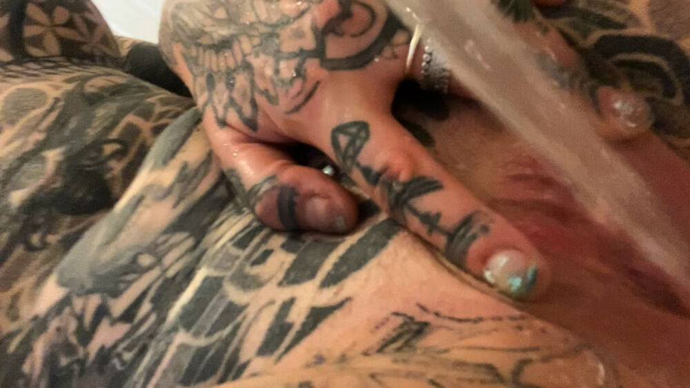 Alt girl shows her heavily inked body and tight pink pussy at once - #3