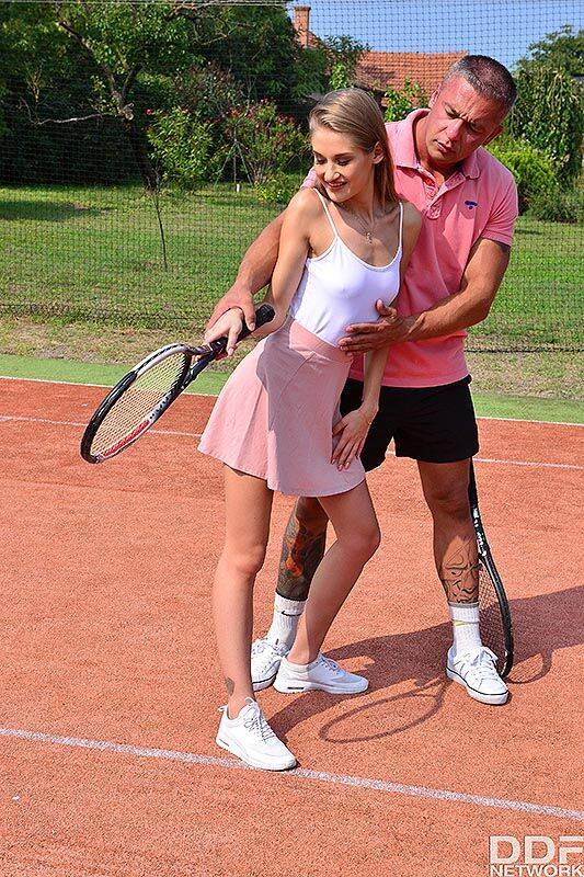 Sporty blonde Tiffany Tatum gets banged on the court by her tennis instructor - #11