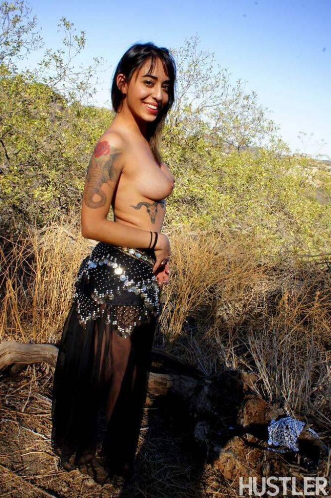 Tattooed gypsy girl Penelope Stone takes it all off in the countryside - #16