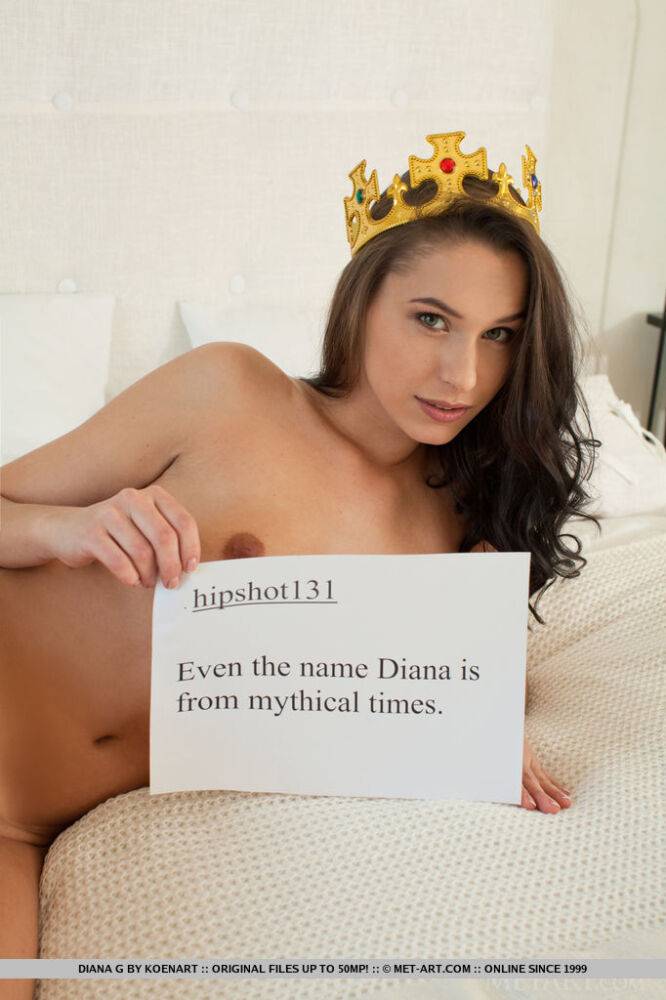 Hot teen Diana G removes white bra and panties for great nude poses by herself - #1