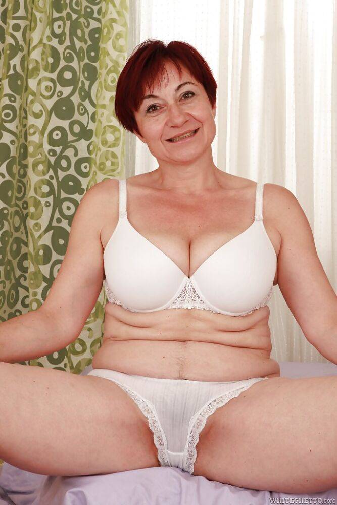 Lusty granny with big flabby tits stripping and spreading her legs - #5