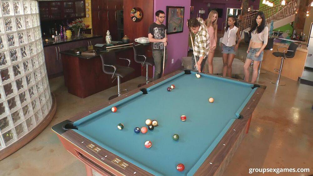 Pool hall party gets dirty when sexy clothed girls get naked for some real fun - #6