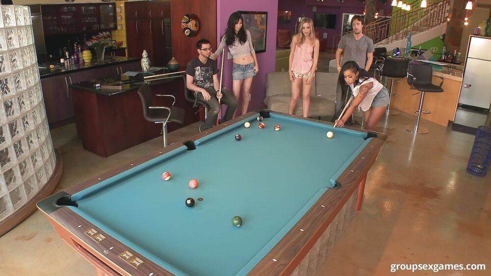 Pool hall party gets dirty when sexy clothed girls get naked for some real fun - #9