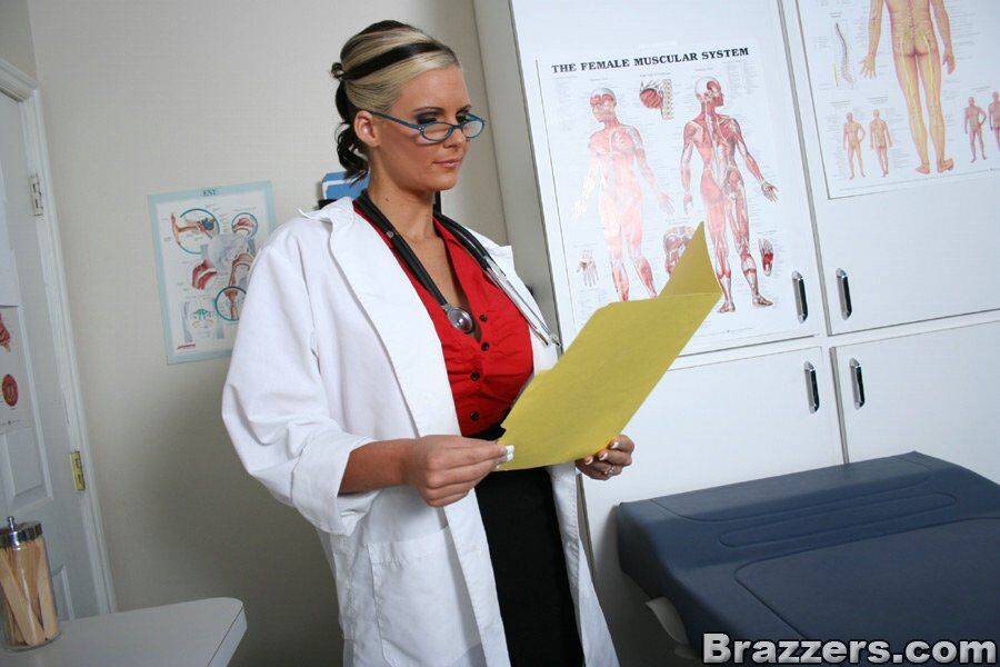 Horny doctor in glasses Phoenix Marie strips to ride a big boner - #9