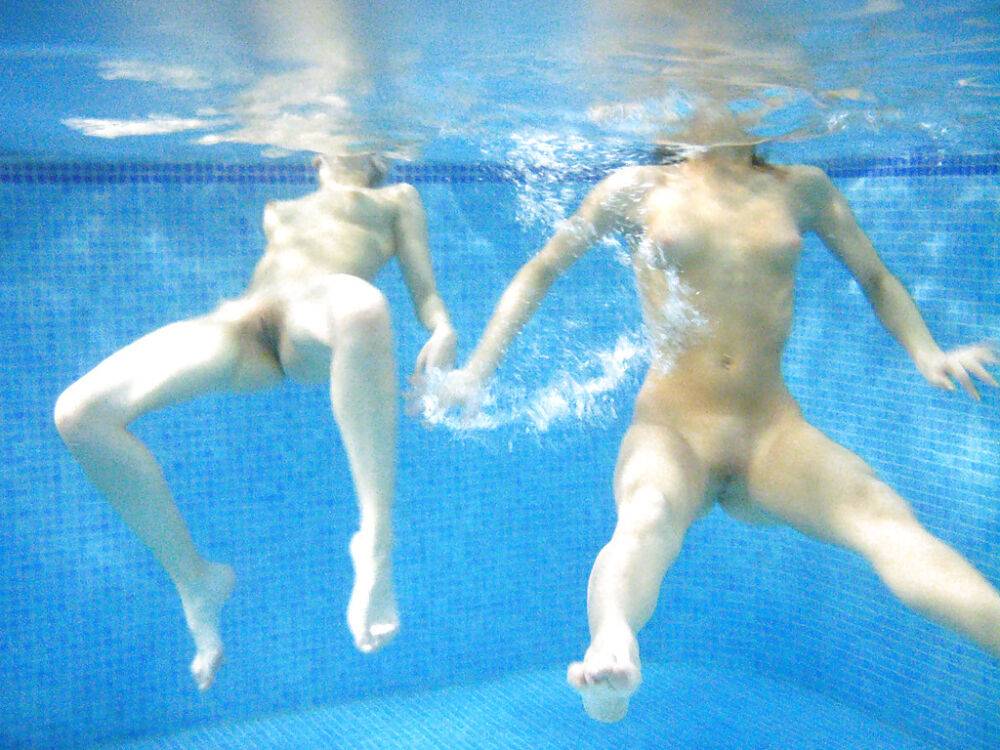 Nasty teenage chicks have some fun in the pool using their sex toys - #14