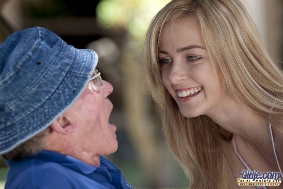 Young blonde girl satisfies her curiosity of fucking an old man - #6