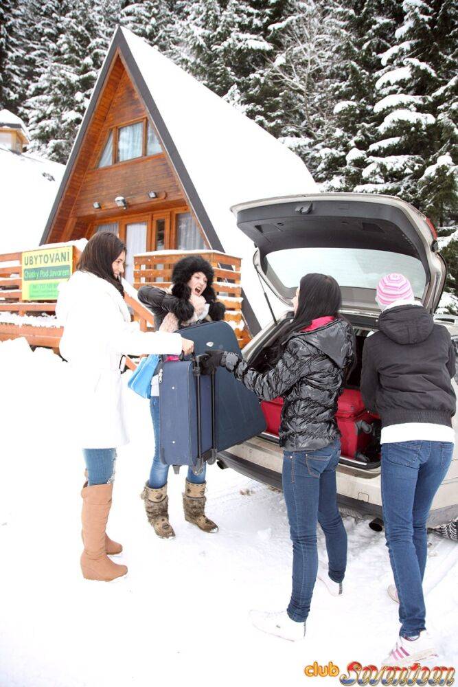 Teen girls play lesbian sex games after a day of hitting ski slopes - #3