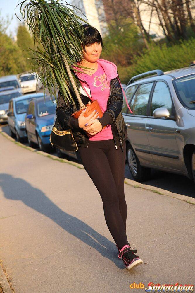 Cute ten girl bangs a boy she just met walking down the sidewalk - #5