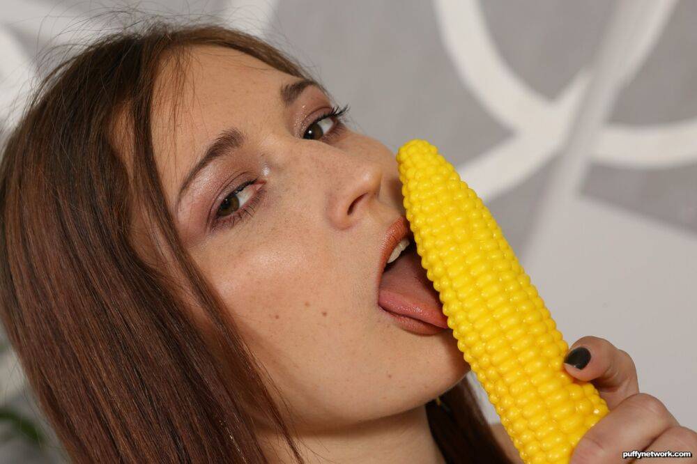 Horny chick Mina pleasures her juicy pussy with a corncob vibrator - #12