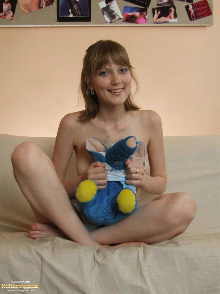 Cute teen Anabell exposes her great tits after playing with a stuffed animal - #15