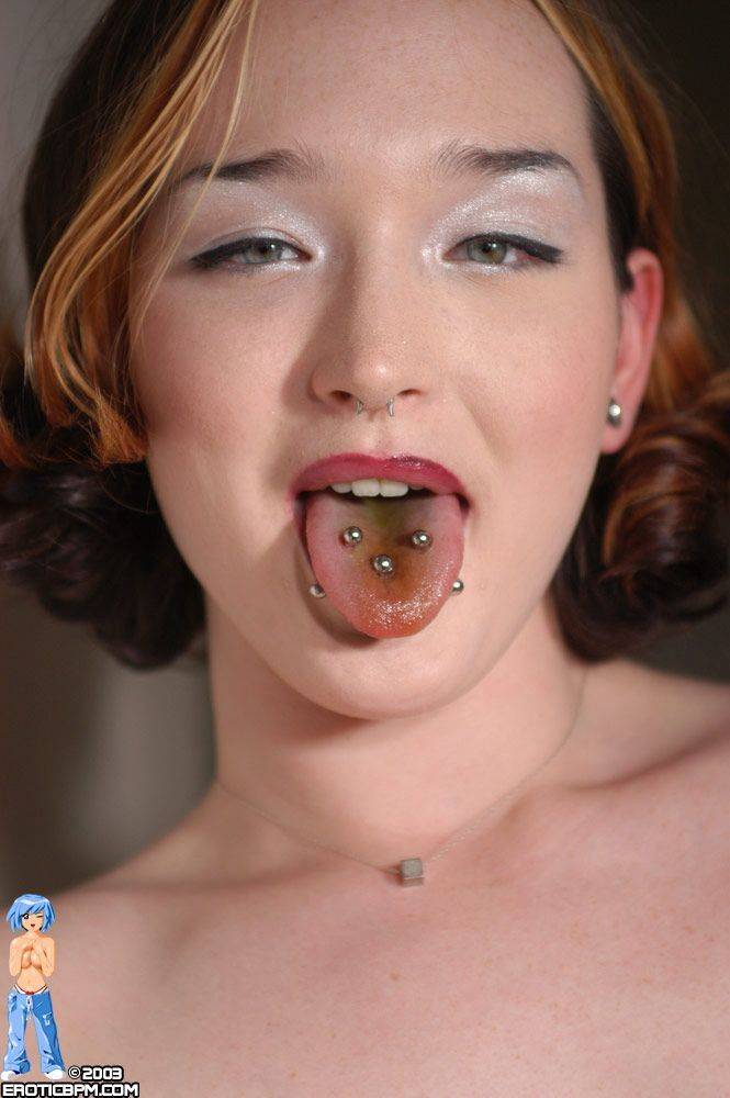 Solo girl with a pierced tongue Genesis gets messy while licking a popsicle - #12