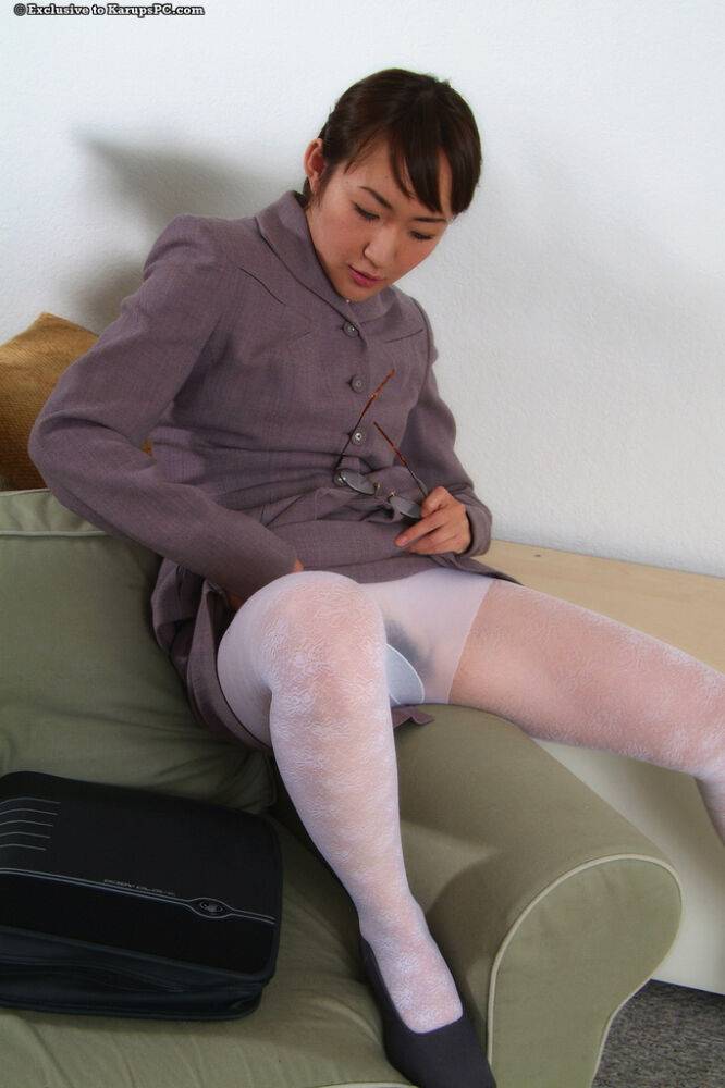 Amateur undressing session with a hot Asian cutie in pantyhose Kuki - #7