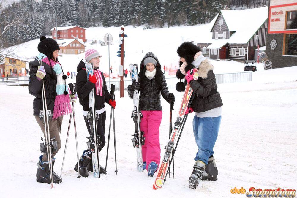 Young snow bunnies have an all girl orgy after a day of hitting the slopes - #10