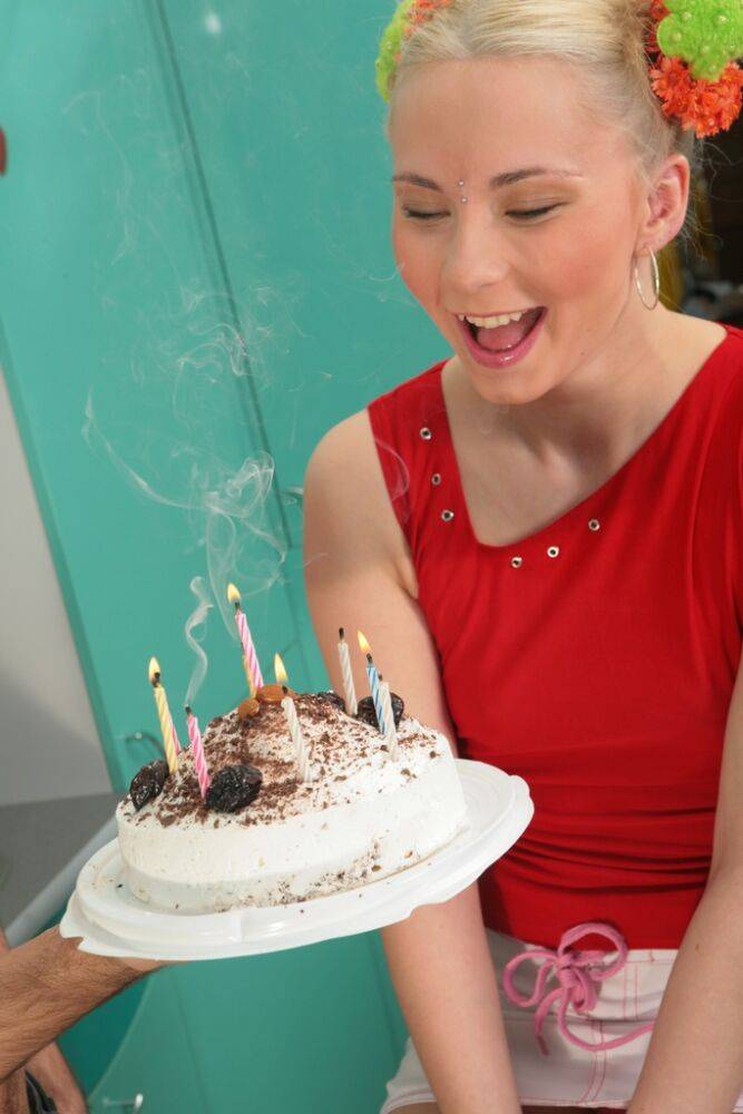 Young looking girl Lena loses her virginity during a birthday celebration - #11