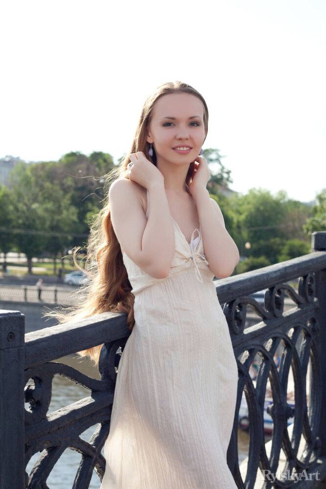 Charming teen with really long hair Virginia Sun frees her goods from a dress - #13