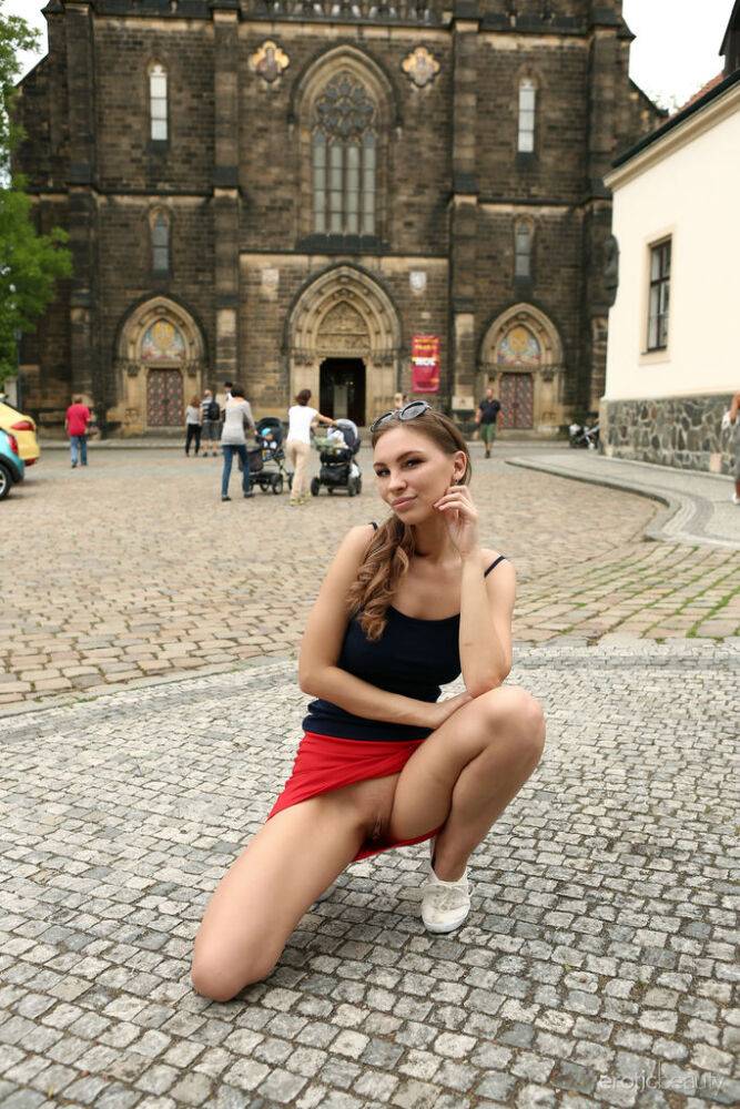 Sexy teen Galina A exposes her great body while out in public places - #15