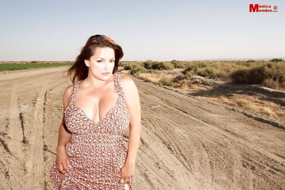 Outdoor undressing scene features a big tits milf Monica Mendez - #3