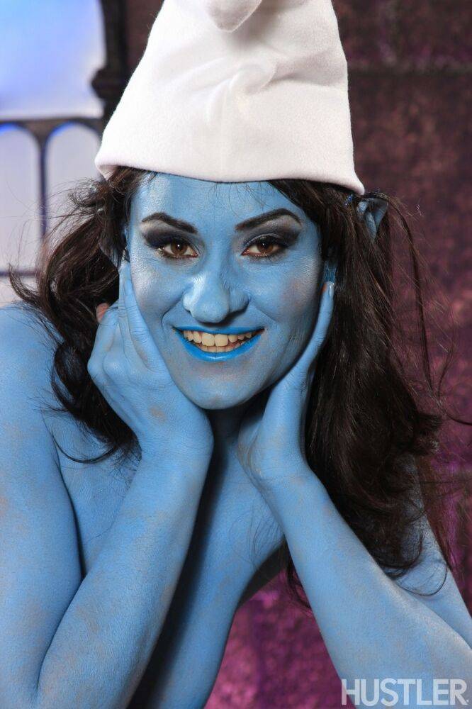 Latina chick Charley Chase shows off her girl parts in a Smurf outfit - #1