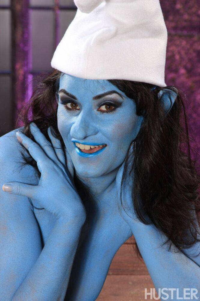 Latina chick Charley Chase shows off her girl parts in a Smurf outfit - #3