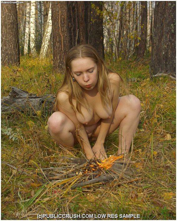 Completely naked amateur sets a fire in the woods before masturbating - #7