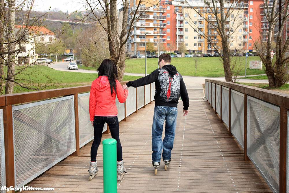 Petite teen with black hair gets banged after a day of roller blading - #16