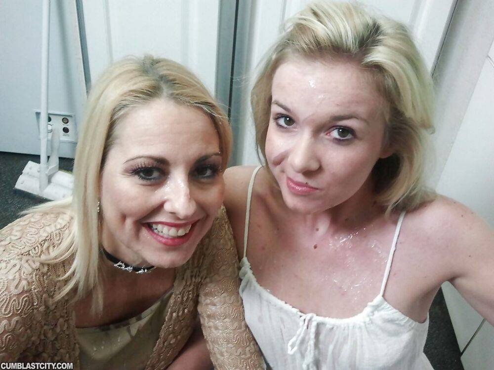 Lusty teen blonde and her mature friend take turns jerking a hard cock - #16