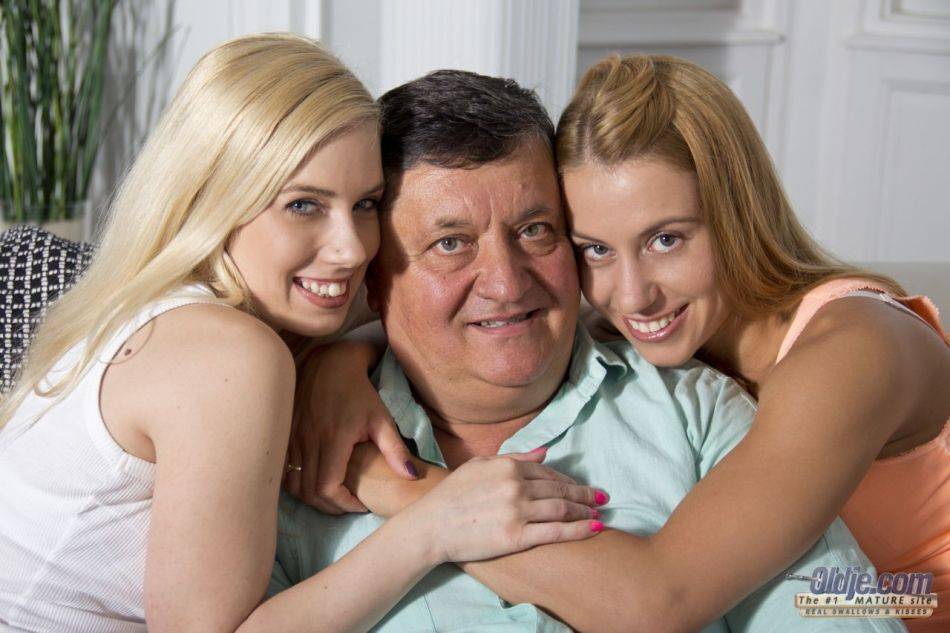 2 young girls pleasure a fat old man together instead of cleaning his house - #6