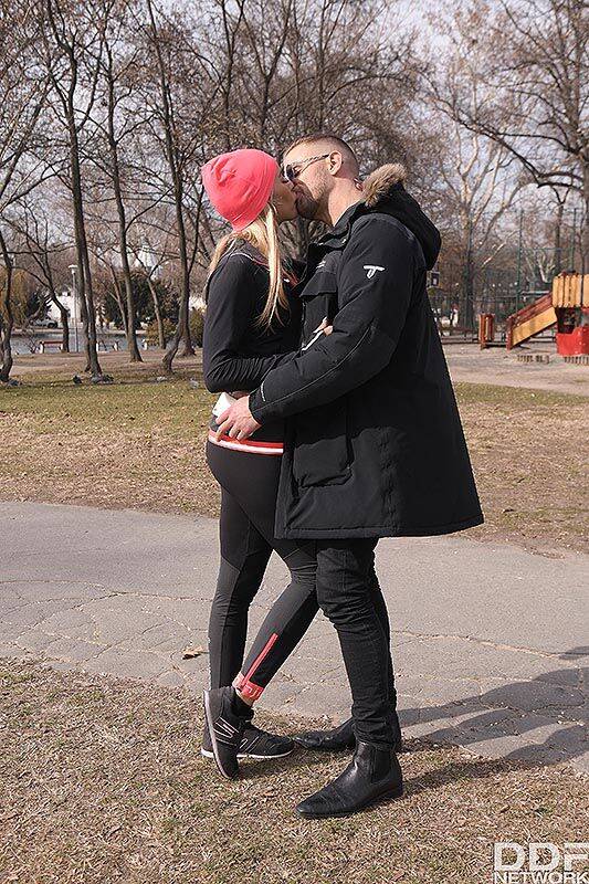 Hot blonde Cherry Kiss kisses a guy on the street before intercourse at home - #5