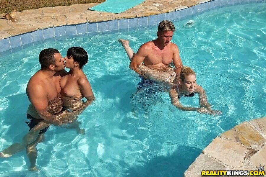 Coco Demal and her friend Nesty swimming with a handsome fellow - #7